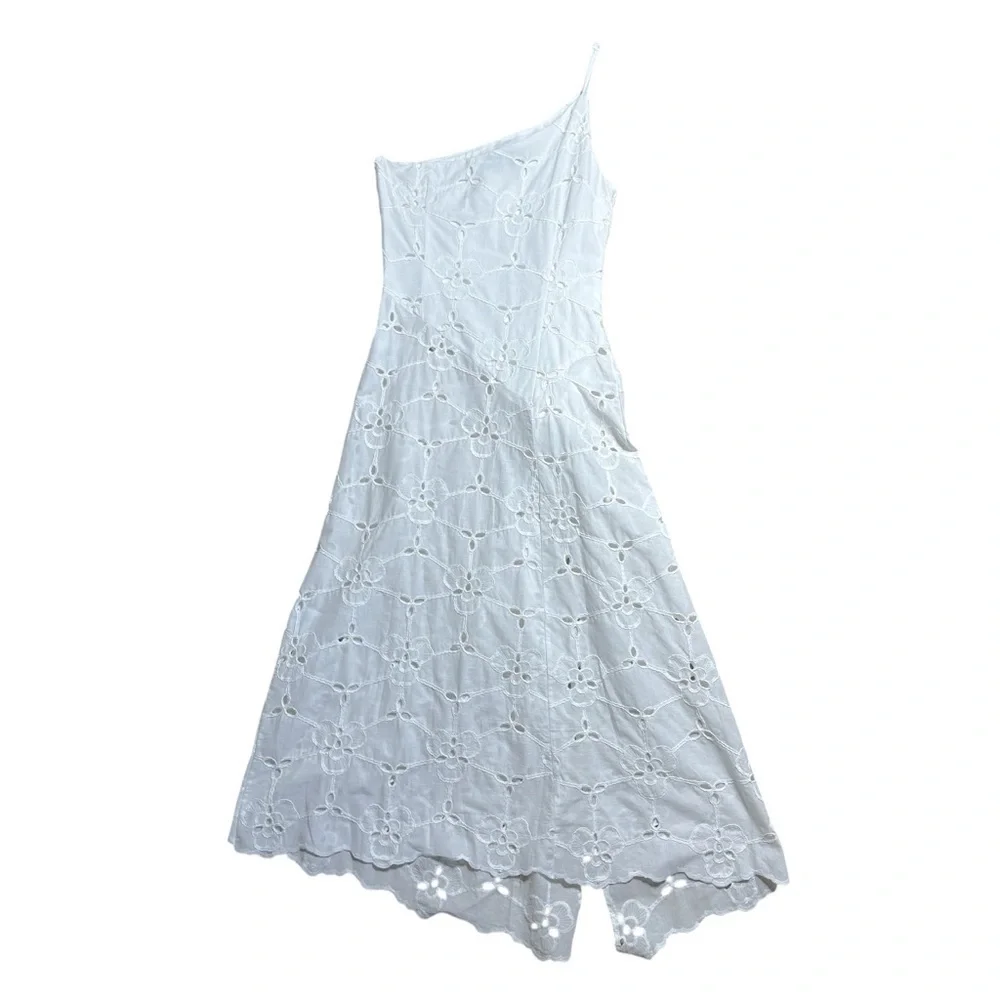Free People Laagam White Cotton Bella Eyelet Midi Dress Womens S